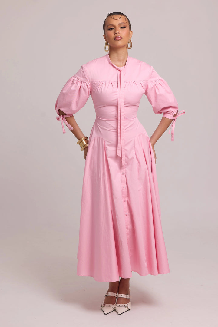 Button-front structured dress