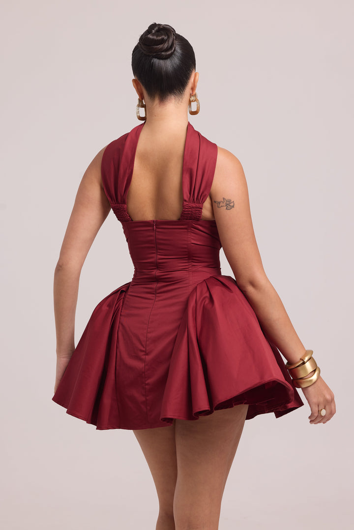 Strapless mini dress with detachable neck band and structured fit