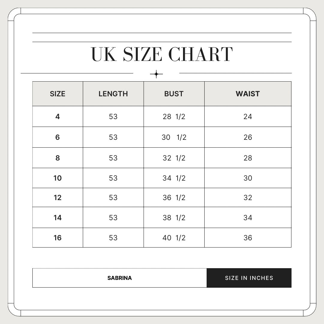 SABRINA size chart