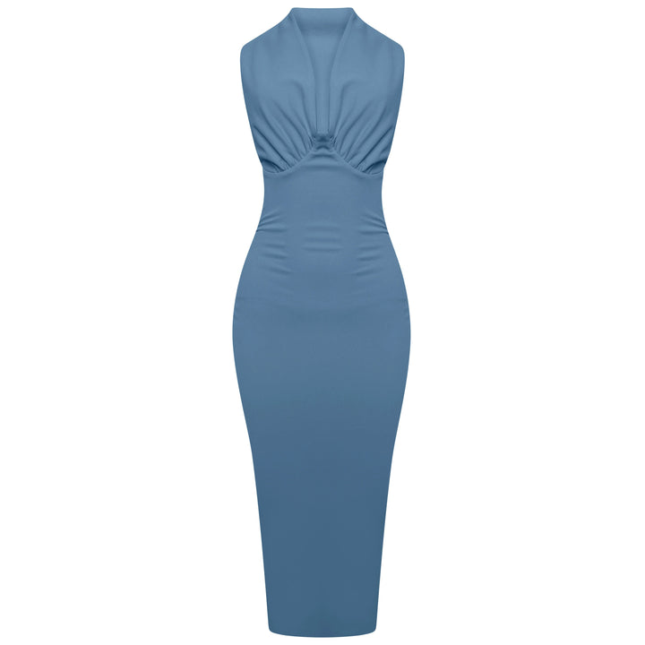 Cielo - Ruched Top Maxi Dress Dusty Blue My Store