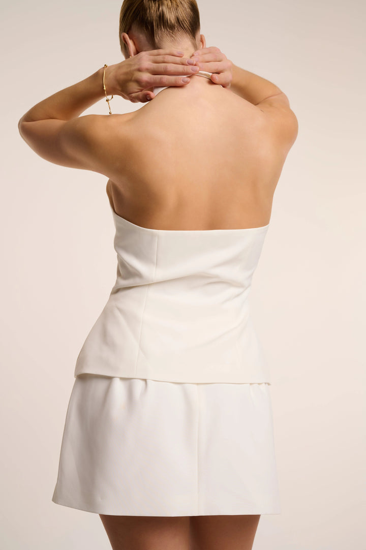 Dolce - Half Button Collar Top White Fabslay
