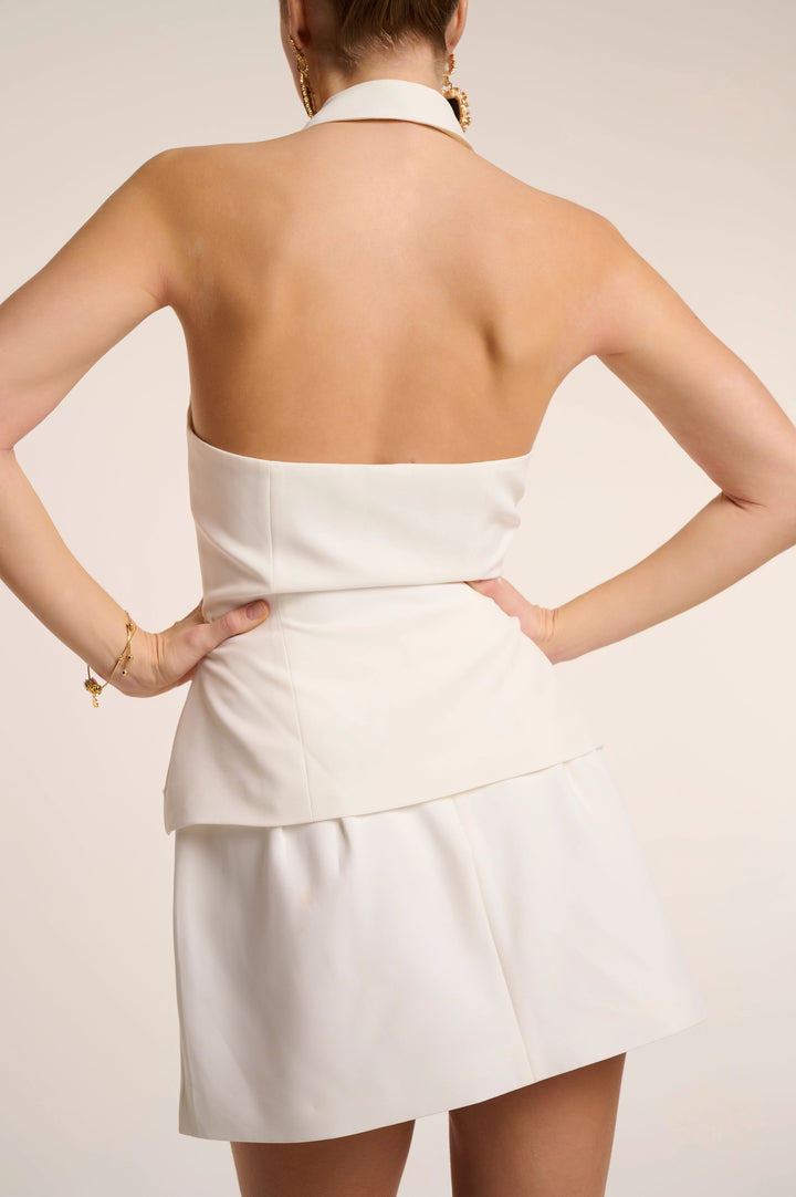 Dolce - Half Open Dart Mini Skirt White Fabslay