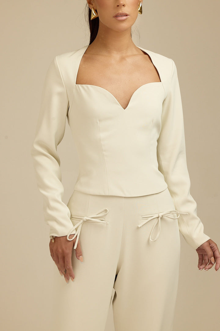 Aurora Pant - Tall Oversized Bow Detail Pant Light Beige Fabslay