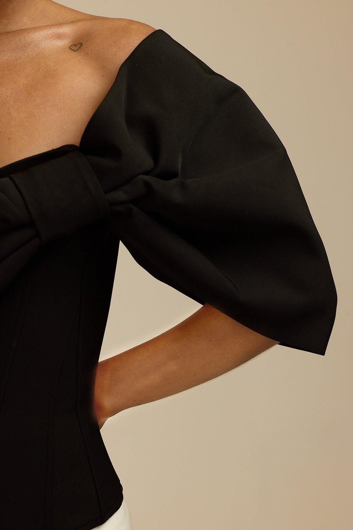 Dolly - Large Bow Corset Top  Black Fabslay