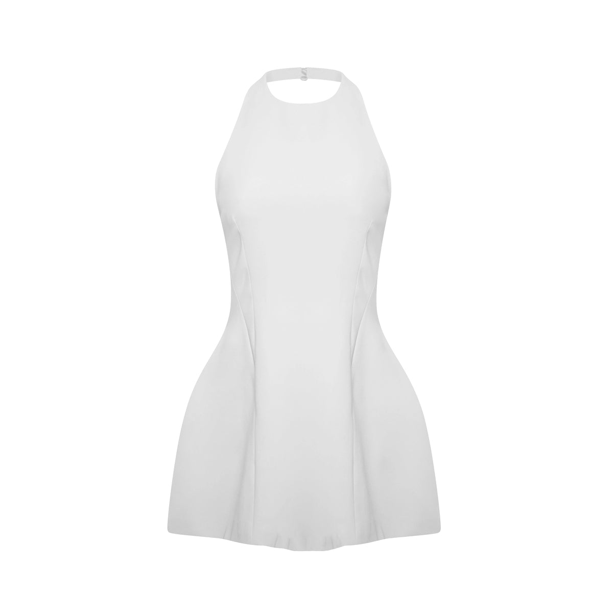 Luna - Halter Neck Back Criss-Cross Mini Dress White Fabslay