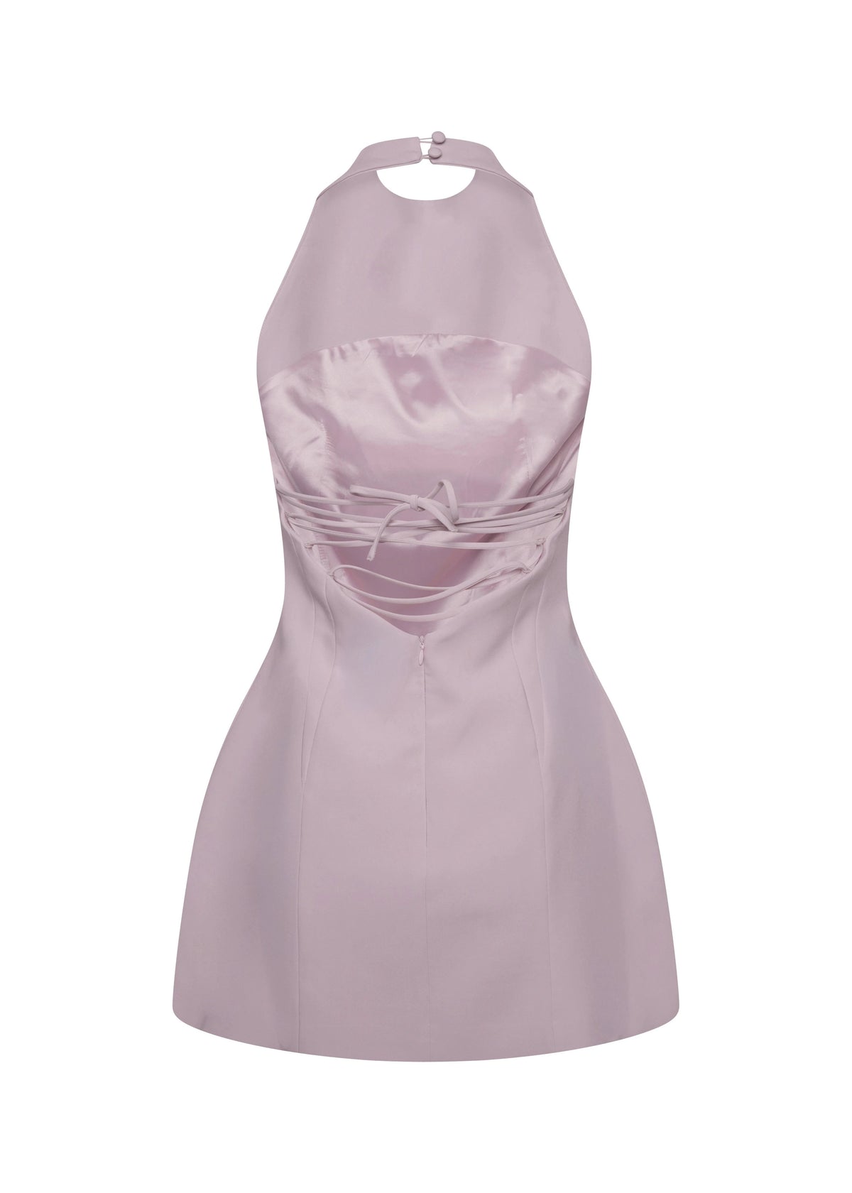 Luna - Halter Neck Back Criss-Cross Mini Dress Pale Pink Fabslay