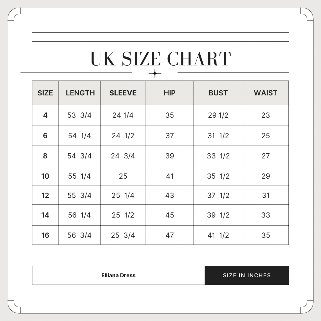 ELLIANA size chart